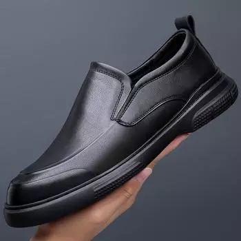 Fashion2024 Брендовые зимние плюшевые мужские туфли Slip On Casual Black Leather Shoes Мужские мокасины Роскошные свадебные вечерние мужские туфли для мужчин 38 чёрный