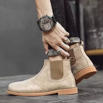 Fashion2024 Британский стиль ретро ботинки челси мужские брендовые удобные модные кожаные ботильоны мужские удобные замшевые остроносые ботинки челси 38 хаки
