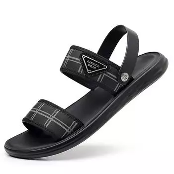 Fashion2024 Designer New British Retro Man Sandals Summer Fashion Soft-soled Slip-on Outdoor Beach Casual Men s Slipper Shoes 38