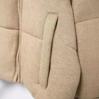 FASHION2024 Европейская и Американская зимняя новая простая универсальная женская куртка с воротником-стойкой и длинными рукавами на молнии XS