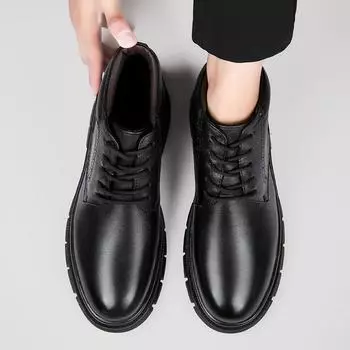 Fashion2024 Горячая Распродажа Натуральная Кожа Мужские Ботильоны Мужская Обувь Теплые Плюшевые Меховые Зимние Ботинки Новые Стильные Высокие Ботинки Для Мужчин Уличная Обувь 37