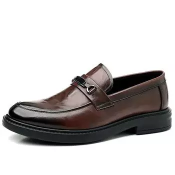 Fashion2024 Элегантные дышащие кожаные мокасины Модная деловая офисная обувь для мужчин Мокасины для вождения Удобная мужская повседневная обувь 38 чёрный