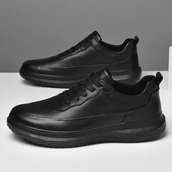 Fashion2024 Lightweight Mens Sneakers Men Genuine Leather Fashion Walking Shoes New Skate Shoes Men All-match Male Lace-Up Casual Shoes 38