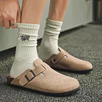 Fashion2024 мужские сандалии слипоны кожаные повседневные туфли для пар для мужчин мягкие удобные мужские летние туфли ручной работы мужские уличные тапочки 35 коричневый