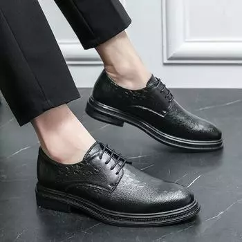 Fashion2024 Мужские черные деловые кожаные туфли Мужские лоферы Удобные летние кроссовки Брендовые мокасины Дышащая повседневная обувь 38 чёрный