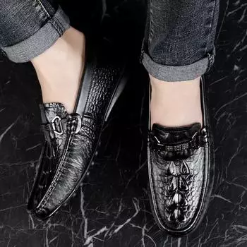 Fashion2024 Мужские универсальные мокасины Мокасины Дышащие туфли-лодочки для вождения Ручной работы Мужские туфли-лодочки Из натуральной кожи Мужская повседневная обувь 37 чёрный