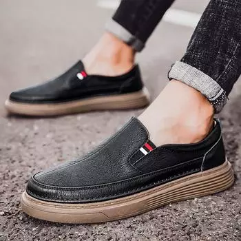 Fashion2024 New Arrival Loafers Genuine Leather Shoes Fashion Summer Men Driving Footwear Classic Retro Casual Shoes New Comfy Flats 38 бежевый