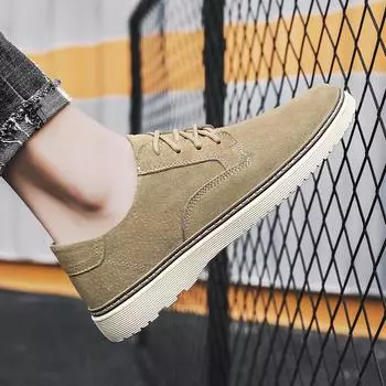 Fashion2024 New Casual Men Shoes Design Handmade Sneakers Man Board Shoes Men Casual Wear-resistant Breathable Round Head Board Shoes 38 хаки