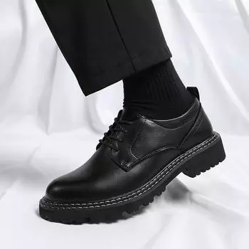 Fashion2024 Новые кожаные мужские туфли, роскошные брендовые мужские повседневные туфли, классические мужские удобные оксфорды, классические мужские свадебные туфли 38 чёрный