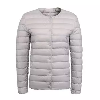 FASHION2024 new light and thin down jacket women s short round neck thermal liner thin bottom wear collarless jacket lightweight Clothes S верблюд