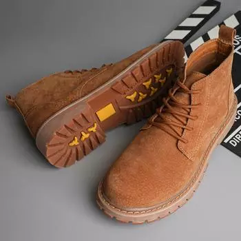 Fashion2024 Новое поступление Мужские кожаные модные высокие туфли Универсальные мужские удобные мотоциклетные ботинки Роскошные брендовые мужские ботильоны 38 хаки