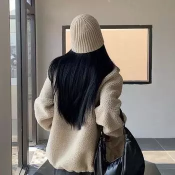 FASHION2024 Новое зимнее утолщенное пальто из гранулированной овечьей шерсти премиум-класса Куртка из искусственной овечьей шерсти Женская одежда S бежевый