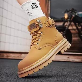 Fashion2024 Новые кроссовки ручной работы для молодежи Желтые мужские дорожные ботинки Модные мужские кожаные ковбойские ботинки Повседневные высокие балетки для отдыха на природе 36 чёрный