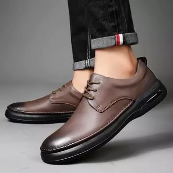 Fashion2024 Новые мужские туфли из натуральной кожи Мужские деловые туфли Оксфорды Свадебная вечеринка Мужская деловая обувь Классические мужские туфли для свадьбы 38 чёрный