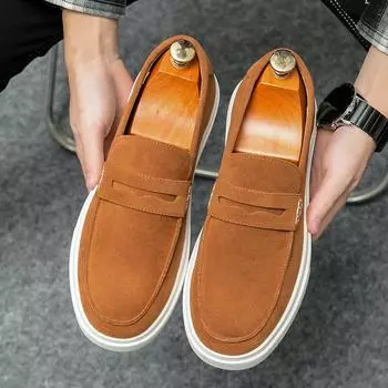 Fashion2024 Новые повседневные мужские кроссовки для активного отдыха на открытом воздухе Кроссовки для ходьбы Мужские мокасины Удобные повседневные туфли в британском стиле 38 чёрный