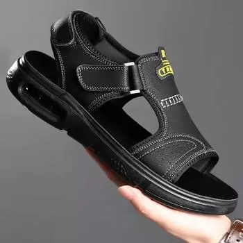 Fashion2024 Summer New Men s Leather Casual Sandals Sports Driving Outside Beach Shoes for Men Fashion Zapatos Hombre Male Sandals 38 коричневый