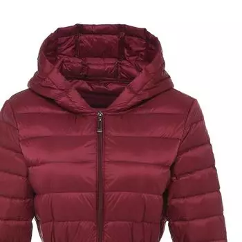 FASHION2024 winter new light and thin down jacket women s medium and long over-knee waist slim and thin versatile warm jacket Clothes S чёрный