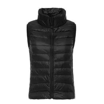 FASHION2024 зима новый однотонный легкий короткий повседневный модный стоячий воротник пуховик жилет жилет женский легкий пуховик Одежда S белый