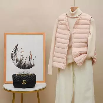 FASHION2024 зимняя легкая куртка-пуховик женская с круглым вырезом, коротким воротником двойного назначения, V-образным вырезом, облегающая, большого размера, легкая куртка Одежда S