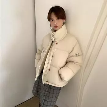 FASHION2024 Зимняя новая куртка-пуховик женская белая утиная пуховая корейская версия короткая куртка-пуховик Одежда average size темно-синий