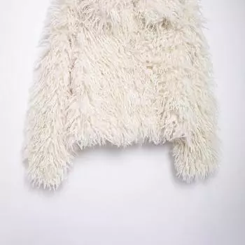 FASHION2024 Зимняя новая темпераментная простая куртка с длинным рукавом из искусственного меха, теплая женская одежда XS