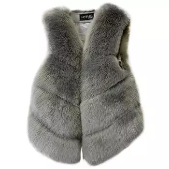 FASHION2024 зимняя одежда новая искусственный меховой жилет женский средний и длинный искусственный лисьий мех облегающий жилет шуба Одежда S абрикосовый