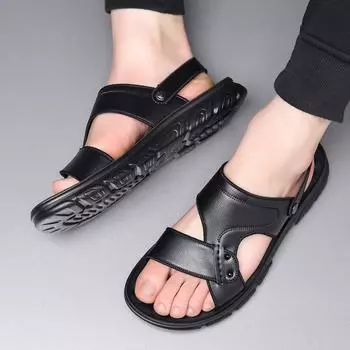 Fashion2025 Мужские модные сандалии ручной работы из кожи, сандалии для мужчин, удобная и прочная летняя обувь для отдыха на открытом воздухе, большой размер 38-48 38 коричневый