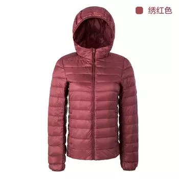 FASHION2025 Зимняя новая женская легкая куртка-пуховик с капюшоном, короткая повседневная тонкая куртка-пуховик, зимняя одежда большого размера S