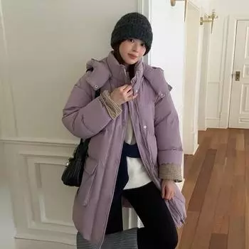 FASHION80205A Женская зимняя новая куртка-пуховик 2024 года, женская белая одежда из утиного пуха One size темно-серого