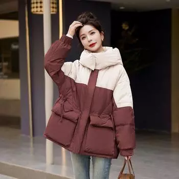 FASHION90 белые утиные пуховики средней и длинной длины для женщин, женские, 2024 года, свободные и тонкие, утолщенные, хлебные, одежда S