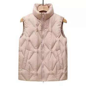 FASHION90 Белый утиный пуховик жилет женский короткий новый жилет легкий и тонкий модный воротник-стойка жилет Одежда S