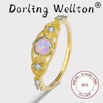 Модное 18-каратное золотое кольцо с четырьмя зубцами Opaboard Sapphire Diamond для пары женщин, оригинальное стерлинговое серебро, подарок на годовщину, ювелирные изделия 6 золотой