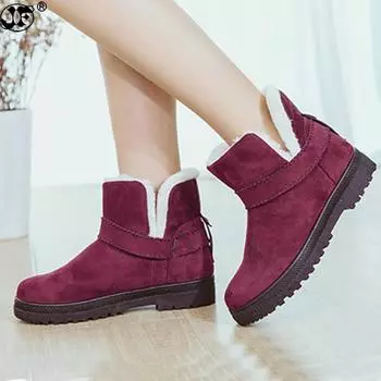Fashion 2019 Women Boots Warm Winter Women Shoes Plus Size Female Faux Suede Ankle Boot For Woman Botas Mujer Plush Ladies Snow Boots 4 бежевый