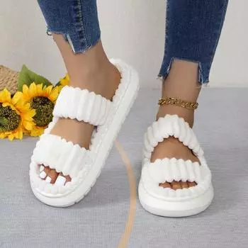 Мода 2024 года, осень и зима, новые женские домашние тапочки, открытые домашние тапочки, льняная подошва, нескользящие тапочки для ванной 36-37 чёрный