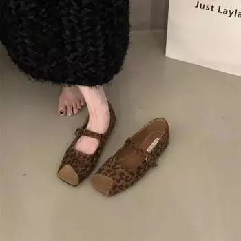 Fashion 2024 Autumn Design Women Flat Shoes Fashion Square Head Ladies Elegant Mary Jane Shoes Soft Flat Heel Ballerinas Shoes 35 серый