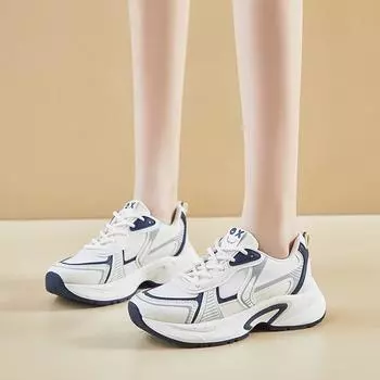 fashion 2024 Autumn Fashion New Women s Light and Comfortable Solid Color Lace-up Sneakers 35