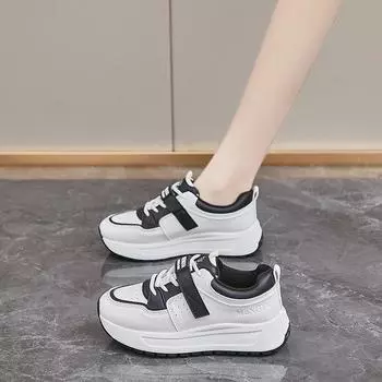Мода 2024 Осень Мода Новые женские удобные, легкие и дышащие кроссовки на шнуровке 35 чёрный