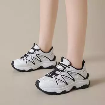 fashion 2024 Autumn Fashion New Women s Lace-up Low-top Lightweight Anti-Slip Breathable Sports Shoes 35 бежевый