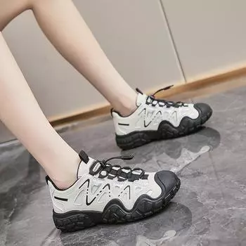 fashion 2024 Autumn Fashion New Women s Lace-up Non-slip Breathable Solid Color Comfortable Sneakers 35