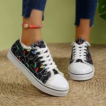 fashion 2024 Autumn Fashion New Women s Casual Elegant Colorful Lace-up Low-top Shoes 36 чёрный