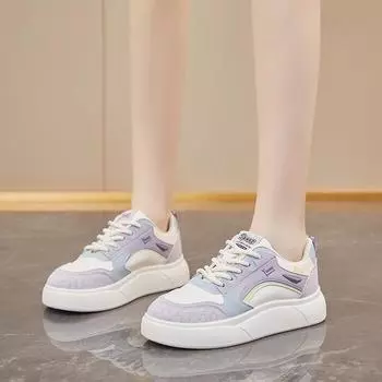 fashion 2024 Autumn Fashion New Women s Comfortable Lace-up Non-slip Solid Color Sneakers 35 чёрный
