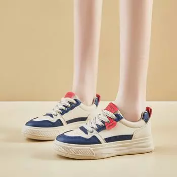 fashion 2024 Autumn Fashion New Women s Comfortable Solid Color Lace-up Low-top Simple Sports Shoes 35 чёрный