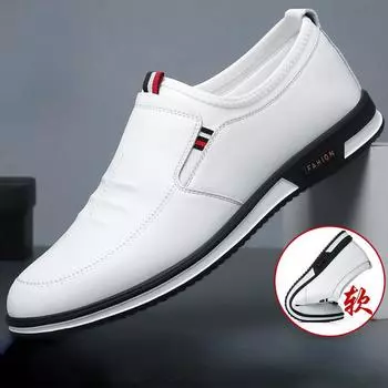 Fashion 2024 Autumn Hot Sales Soft Bottom Men s Casual Shoes Black Leather Shoes Fashion Loafers Business Formal Single Shoes Sneakers 39 белый