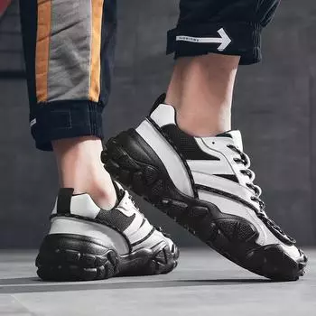 Fashion 2024 Autumn New Men s Ins Trendy Black Thick-soled Increased Casual Shoes Comfortable Breathable Wear-resistant Sports Shoes21 38 белый