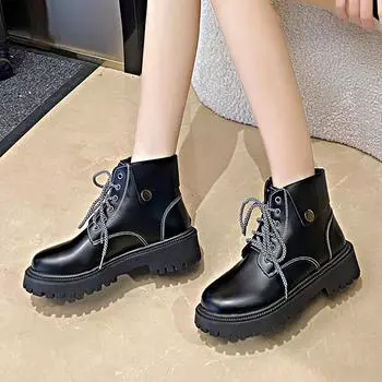 Fashion 2024 Brand Ladies Shoes Cross Lacing Women s Boots Fashion Rivet Solid Modern Boots Women High Quality Round Toe Ankle Boots 35 белый