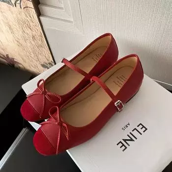 мода 2024 Butterfly-knot Женская обувь Mary Jane Модные туфли на плоской подошве с мягкой подошвой Весна Осень Женские туфли на плоской подошве 35