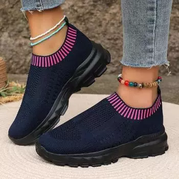 Мода 2024 года, повседневная обувь на плоской подошве, модные дышащие сетчатые туфли на плоской подошве для ходьбы, спортивная обувь для фитнеса, женская обувь, кроссовки Zapatos De Mujer 35 белый