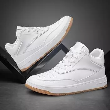 Fashion 2024 Classic Lace-Up Skate Shoes Men New Arrival for Men Fashion Men Outdoor Casual Shoes Genuine Leather All-match Men Sneakers 37 белый