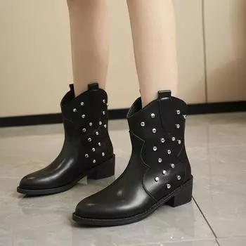 Fashion 2024 European and American Fashion New Style Round Toe Metal Dot Decorated Ankle Boots Women s Casual Short Fashion Boots 35