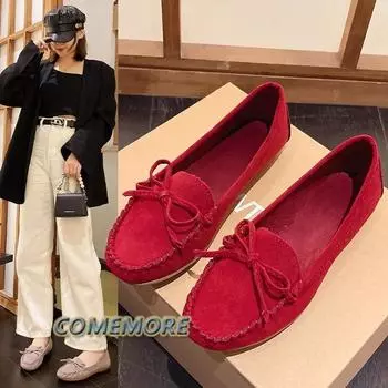 Fashion 2024 Fashion Casual Lofers Women s Flat Shoes Ladies Elegant Butterfly-Knot Comfortable Shoes Woman Soft Classic Office Footwear 35 чёрный